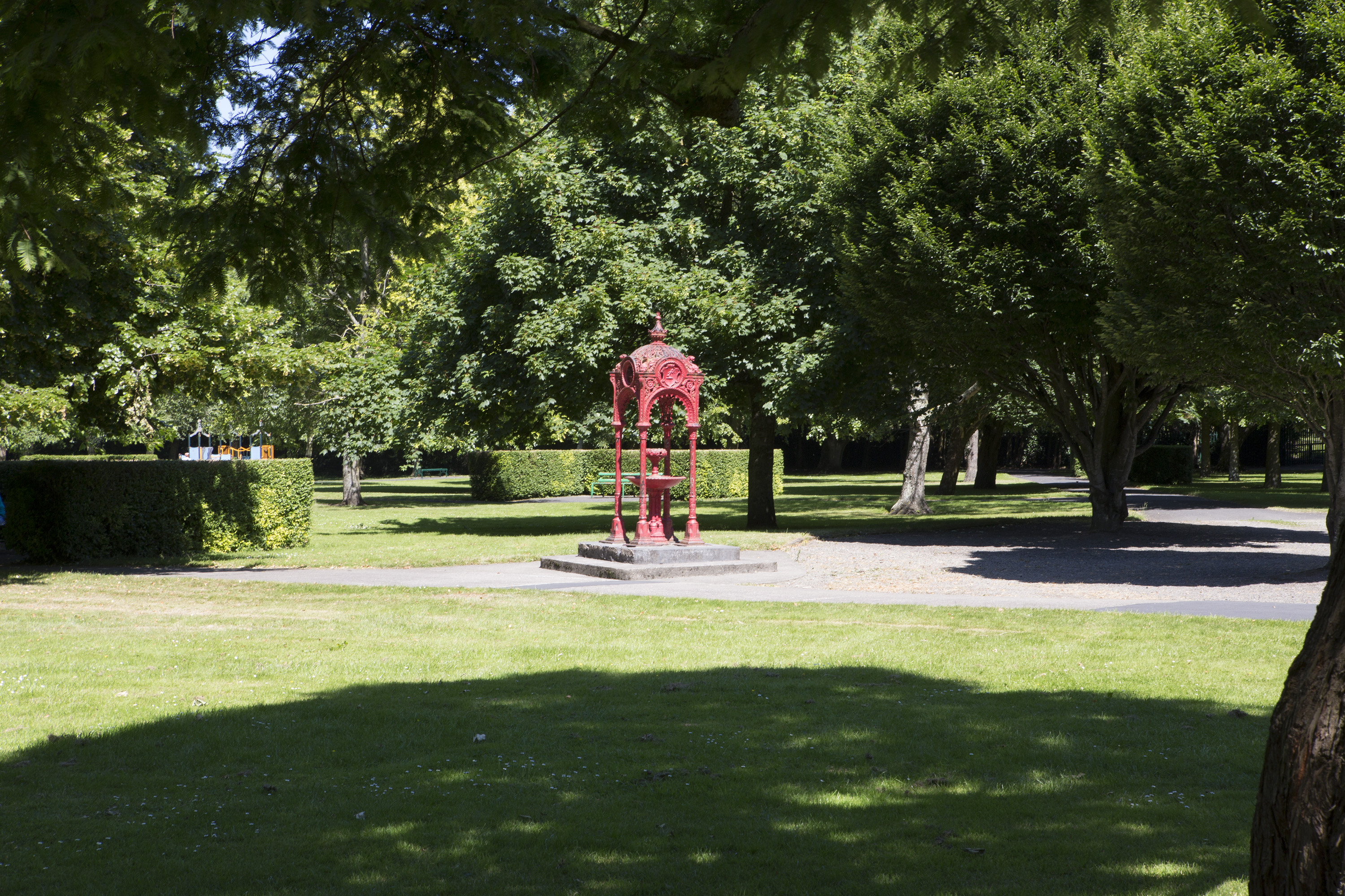 Bright sunny park it is empty and looks peaceful