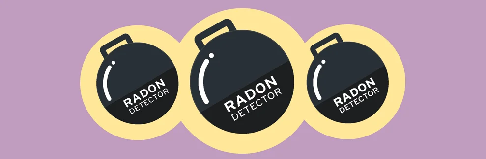 Illustration of radon detectors - small round plastic disks