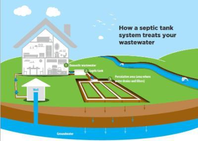 Illustration of how a septic tank system treats your wastewater