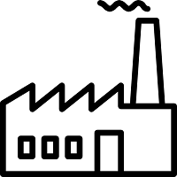Icon respresenting an factory with a chimney