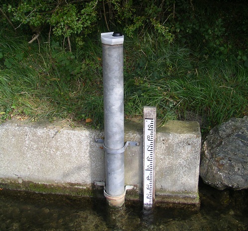 Staff gauge at hydrometric station