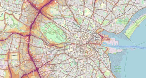 Example of section from Dublin Agglomeration Roads Noise map