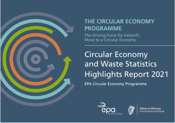 An image of the front cover of the Circular Economy and Waste Statistics Highlights Report 2021