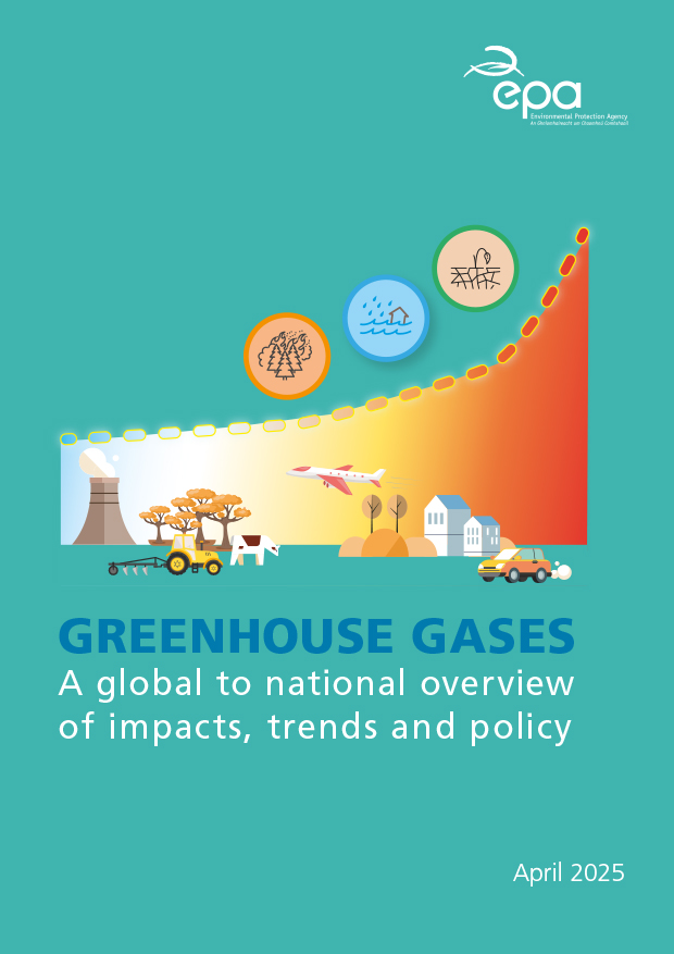 Cover image of the EPA GHG Bulletin with illustration of different types of emission sources and climate impacts