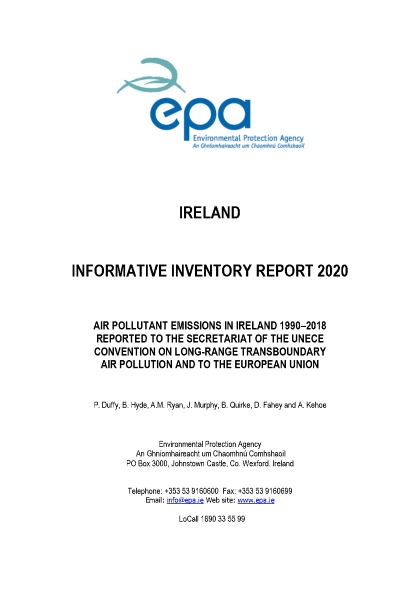 Air Pollutant Emissions in Ireland 1990-2018