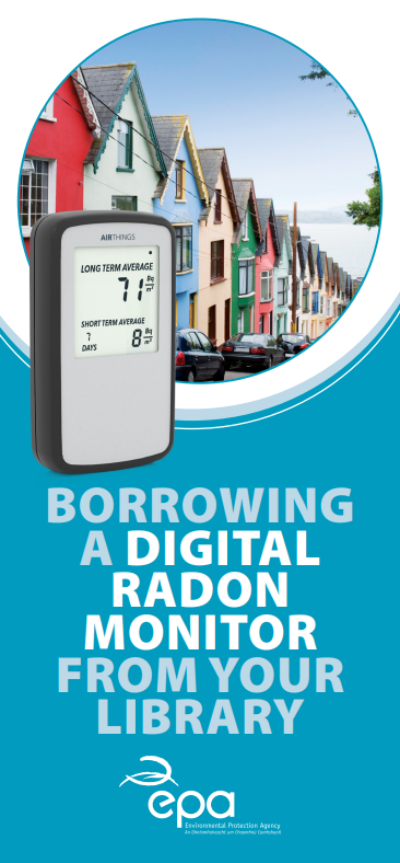 Cover of brochure for Borrowing a Digital Radon Monitor from Library