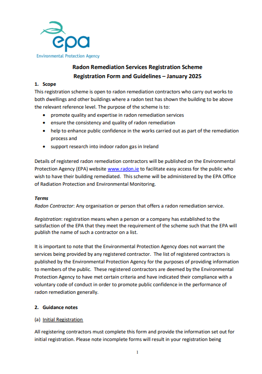 Cover of Radon Remediation Registration Form