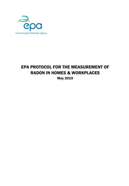 Cover of the PDF Protocol for Measurement of Radon in Homes and Workplaces
