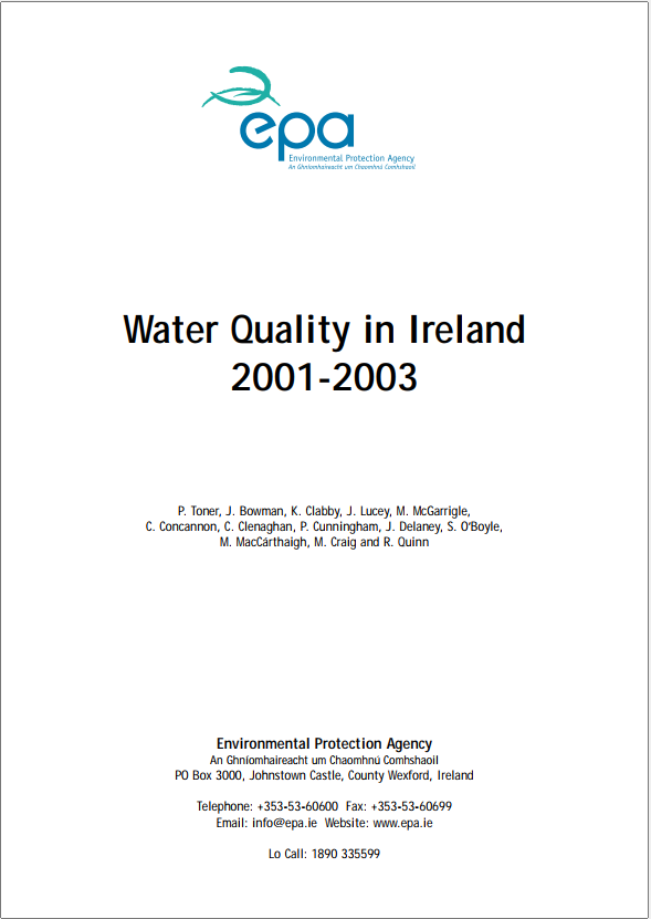 Cover image of Water Quality in Ireland 2001-2003