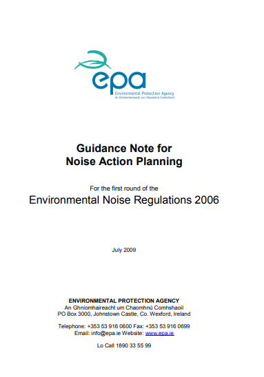 Cover image of EPA Guidance Note for Noise Action Planning