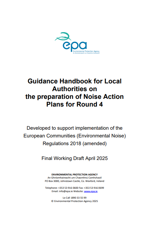 Cover of  Guidance Handbook for Local Authorities on the preparation of Noise Action Plans for Round 4 - Final Working Draft April 2025