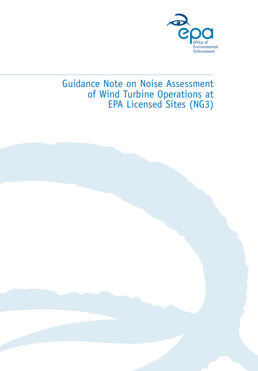 Cover of Guidance Note Noise Assessment of Wind Turbine Operations at EPA Licensed Sites (NG3)