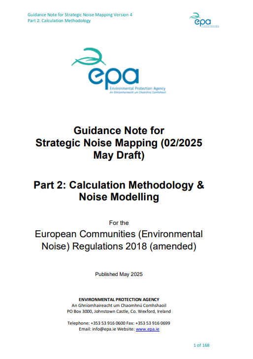 Cover of Guidance Note for Strategic Noise Mapping (May 2025 Draft) - Part 2 Calculation Methodology & Noise Modelling
