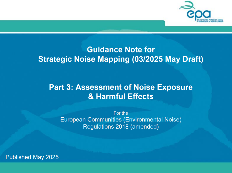 Cover of Guidance Note for Strategic Noise Mapping (May 2025 Draft) - Part 3 Assessment of Noise Exposure & Harmful Effects