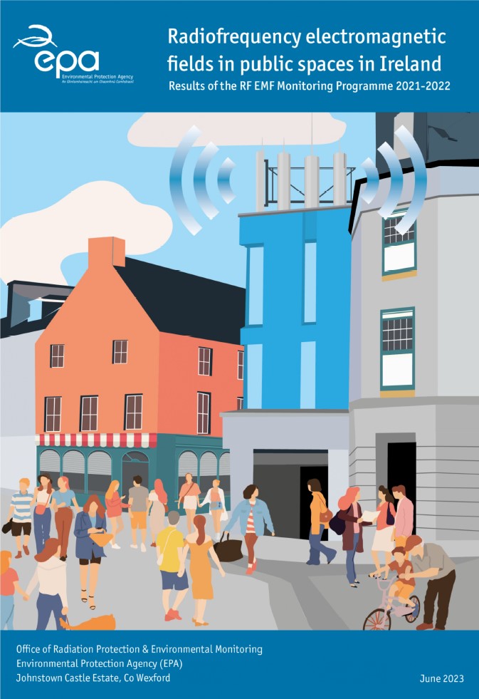 An image of the cover of the radiofrequency electromagnetic fields in publica spaces in Ireland technical report